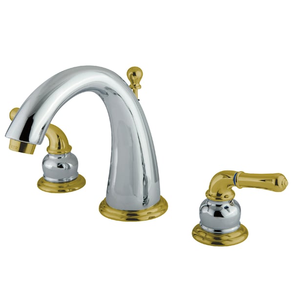 8" Widespread Bathroom Faucet, Chrome/Polished Brass